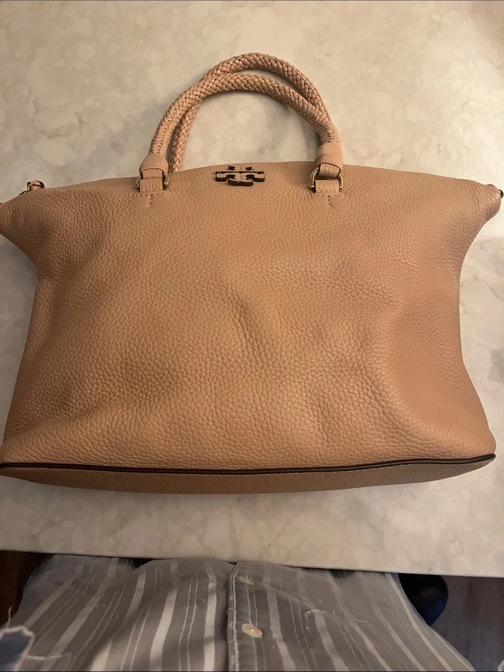 Tory Burch Taylor leather Slouchy Satchel Bag - Devon Sand  no crossbody strap
